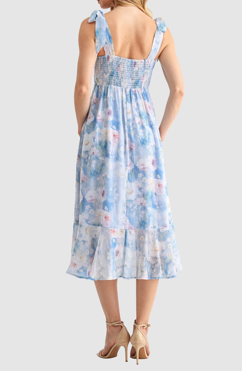 Lush Tie Shoulder Front Slit Midi Dress, Alternate, color, 