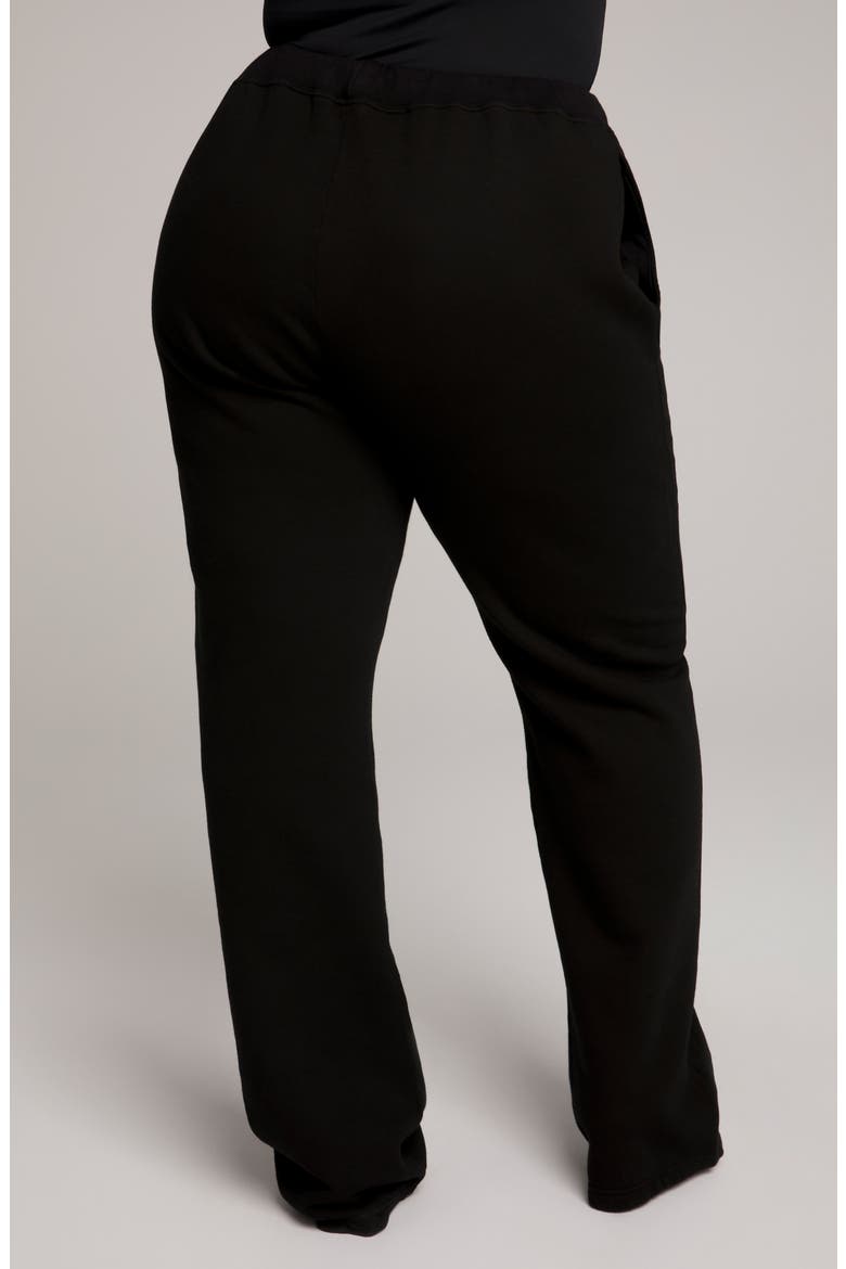 Terry Fleece Wide Leg Sweatpants, Alternate, color, BLACK001