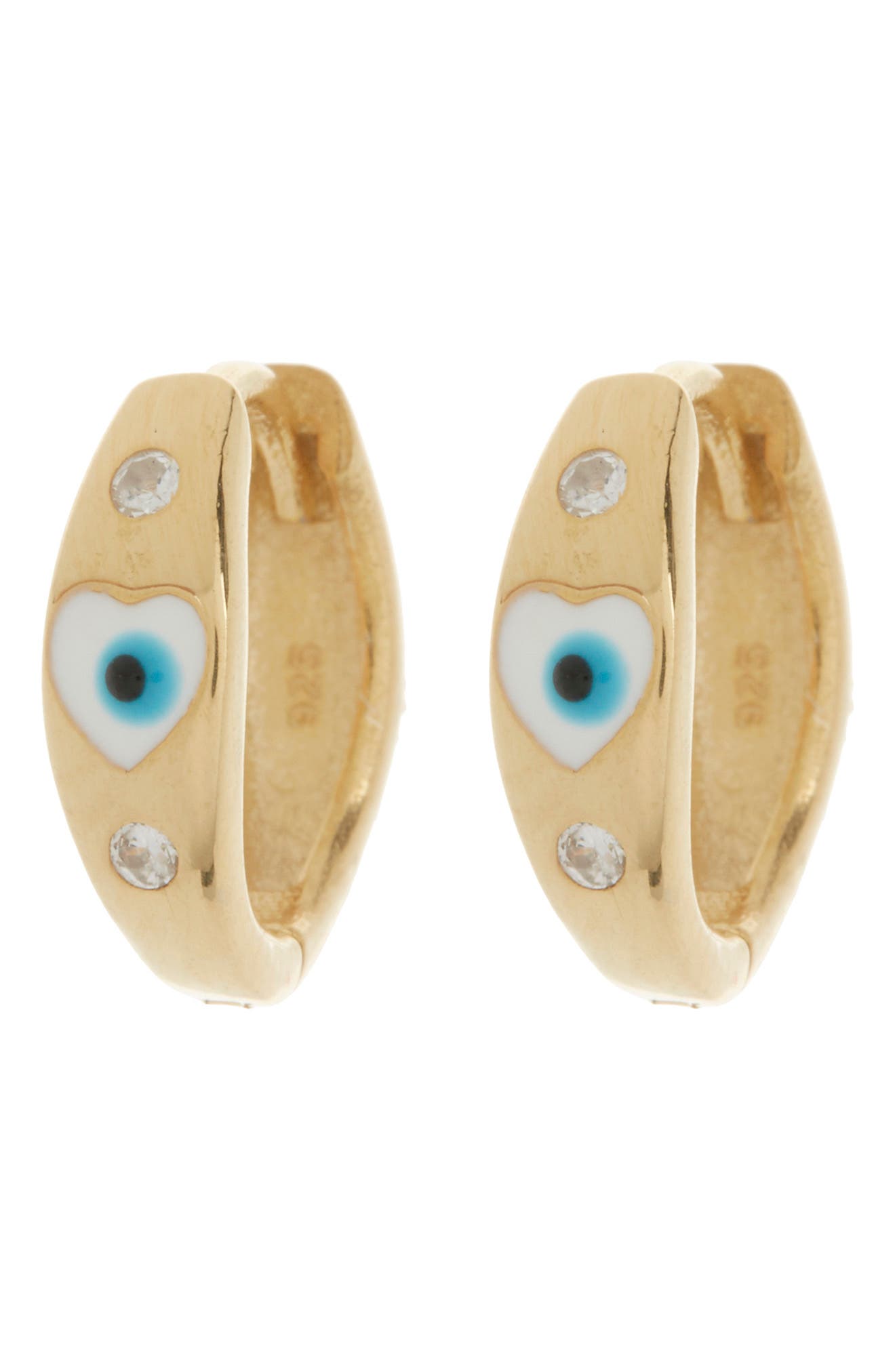 GABI RIELLE Sterling Silver Lucky Eye Crystal Huggie Hoop Earrings