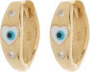GABI RIELLE Sterling Silver Lucky Eye Crystal Huggie Hoop Earrings