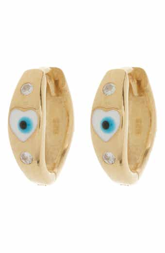 GABI RIELLE Sterling Silver Lucky Eye Crystal Huggie Hoop Earrings