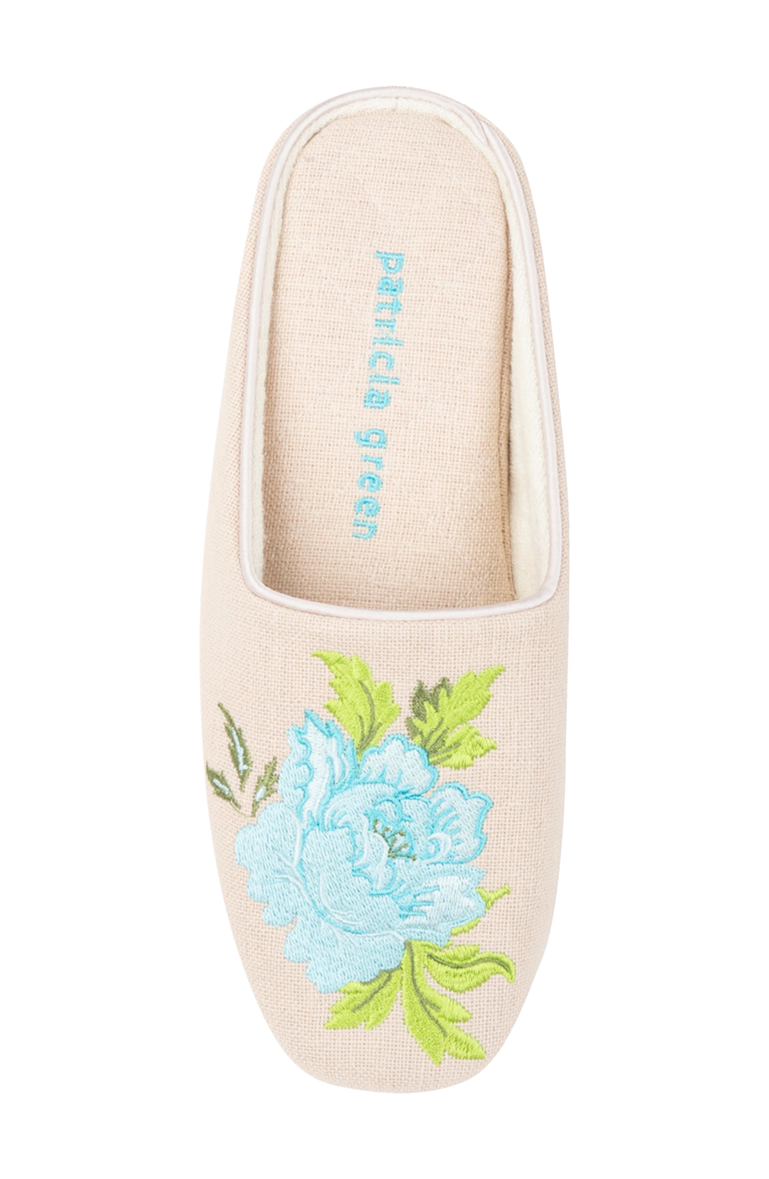 patricia green Embroidered Peony Slipper, Alternate, color, 