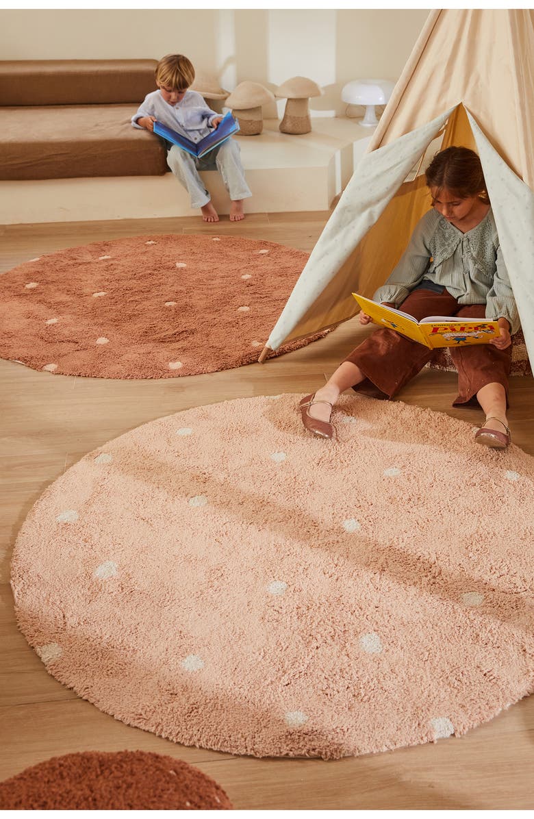 Lorena Canals Kids' Wasahable Round Dot Play Rug, Alternate, color, Chestnut Rose