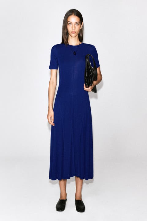 Ribbed-jersey Flared Midi Dress