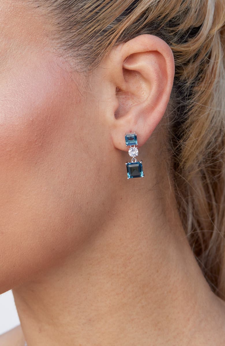 SAVVY CIE JEWELS Cubic Zirconia Drop Earrings, Alternate, color, White/Blue