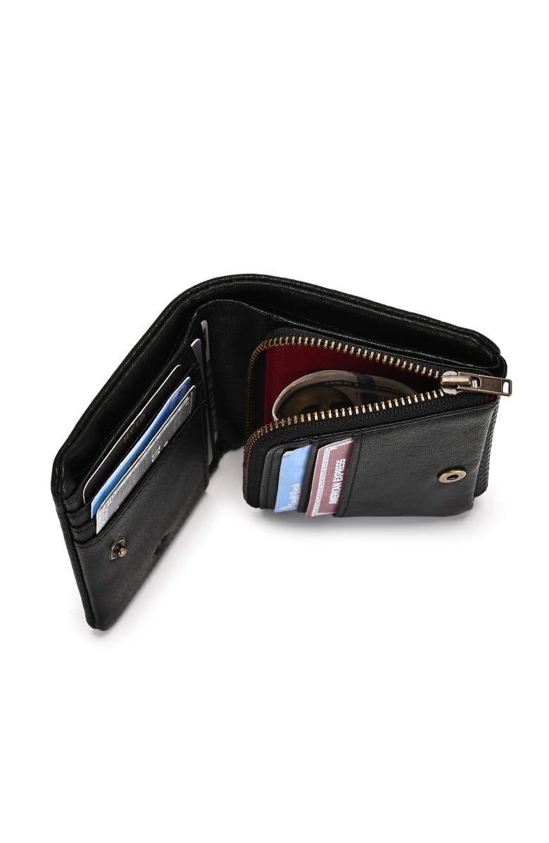 OLD TREND Clover Genuine Leather Slim Secure Trifold RFID Wallet, Alternate, color, Black