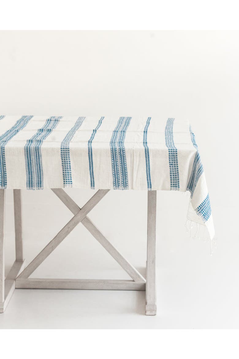 Aden Cotton Tablecloth, Alternate, color, Blue