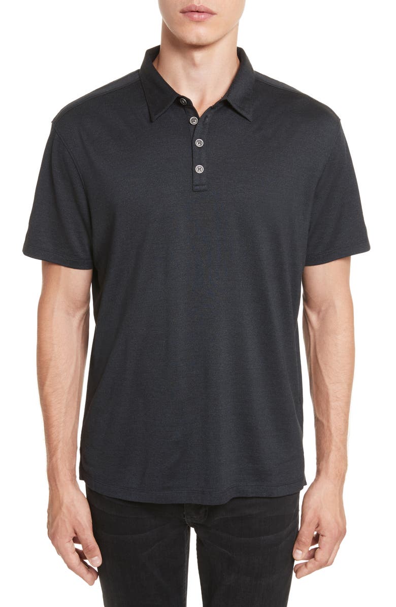 John Varvatos Hampton Slim Fit Silk & Cotton Polo, Main, color,