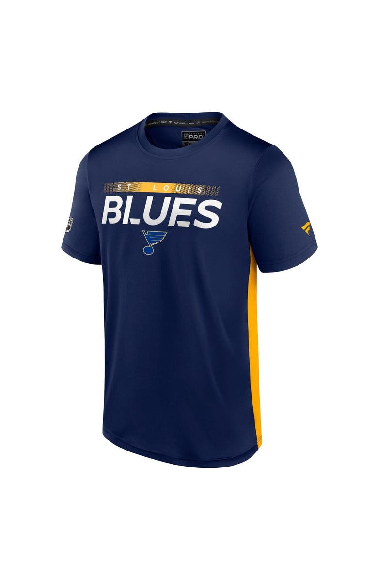 FANATICS Men's Fanatics Branded Navy/Gold St. Louis Blues Authentic Pro Rink Tech T-Shirt, Alternate, color, 
