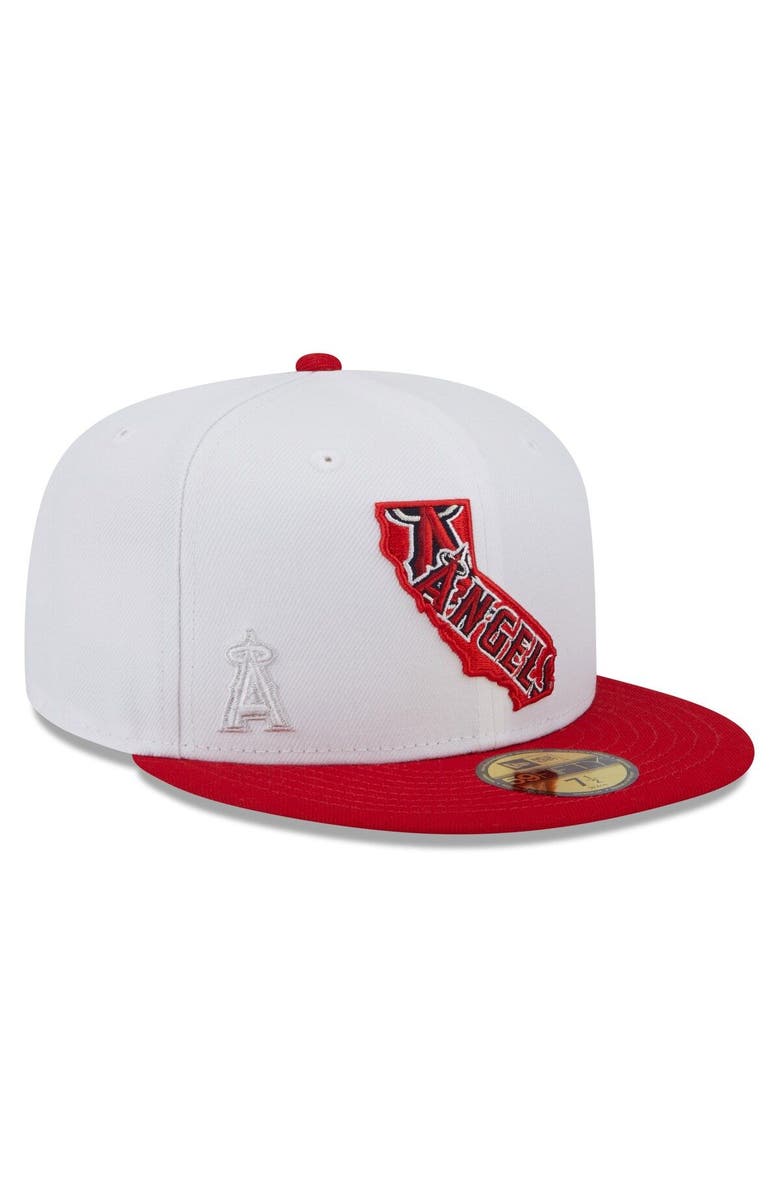 New Era Men's New Era White/Red Los Angeles Angels State 59FIFTY Fitted Hat, Alternate, color, 