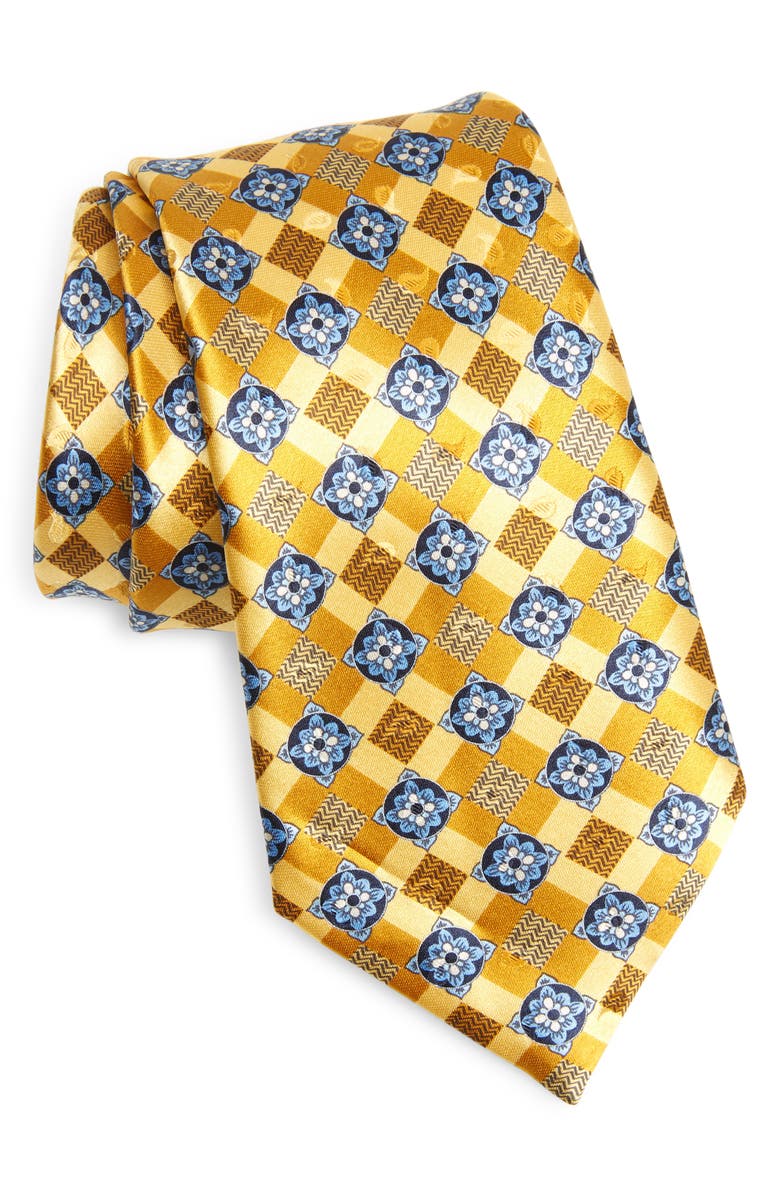 ZEGNA Ermenegildo Zegna Quadri Colorati Floral Diamond Silk Tie, Main, color, 