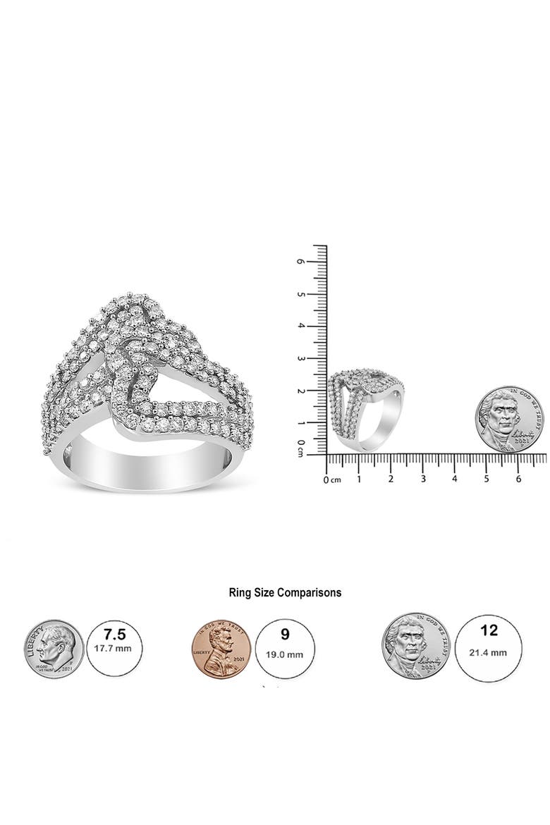 14K White Gold 1 1/2 Cttw Diamond Open Double Heart Bypass Ring, Alternate, color, White