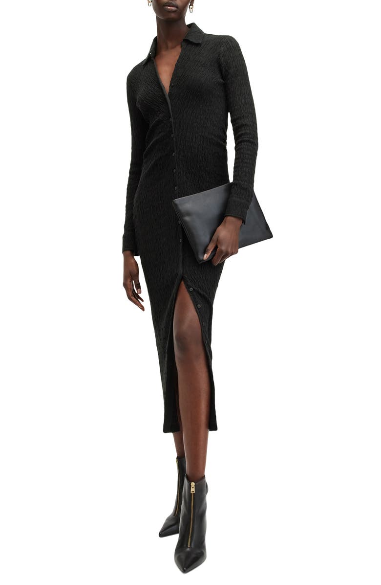 AllSaints Connie Long Sleeve Midi Dress, Alternate, color,