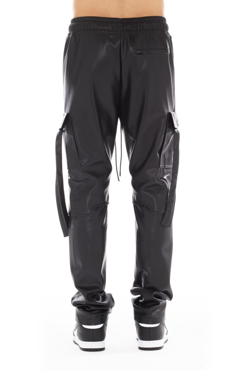 HVMAN Faux Leather Cargo Pants, Alternate, color, Black