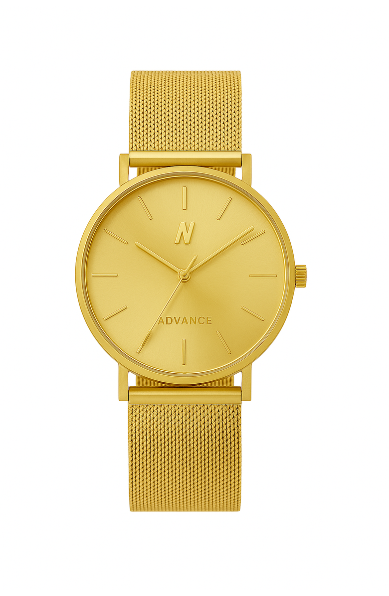 NCMPRBL Advance No Limit Mesh Strap Watch, 36MM, Main, color, Yellow Gold