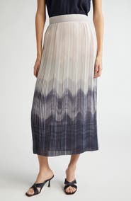 Eleventy Pleated Ombré Midi Skirt