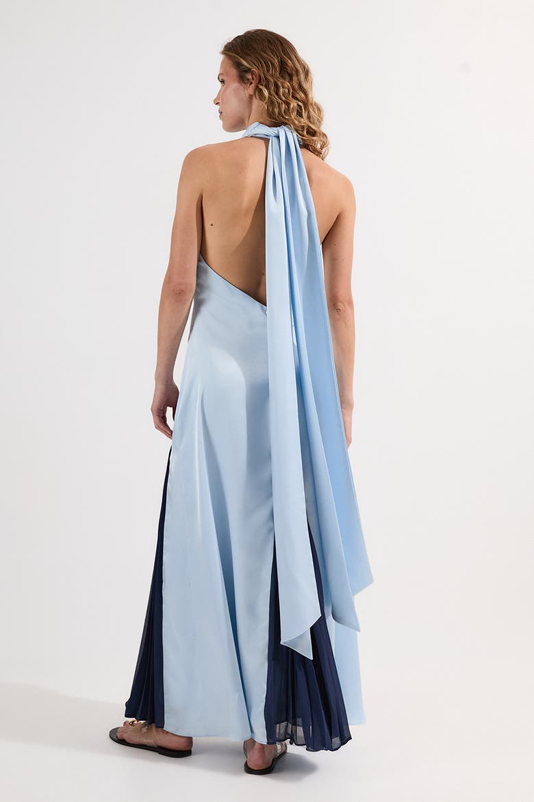 Woven Satin Maxi Dress, Alternate, color, Blue