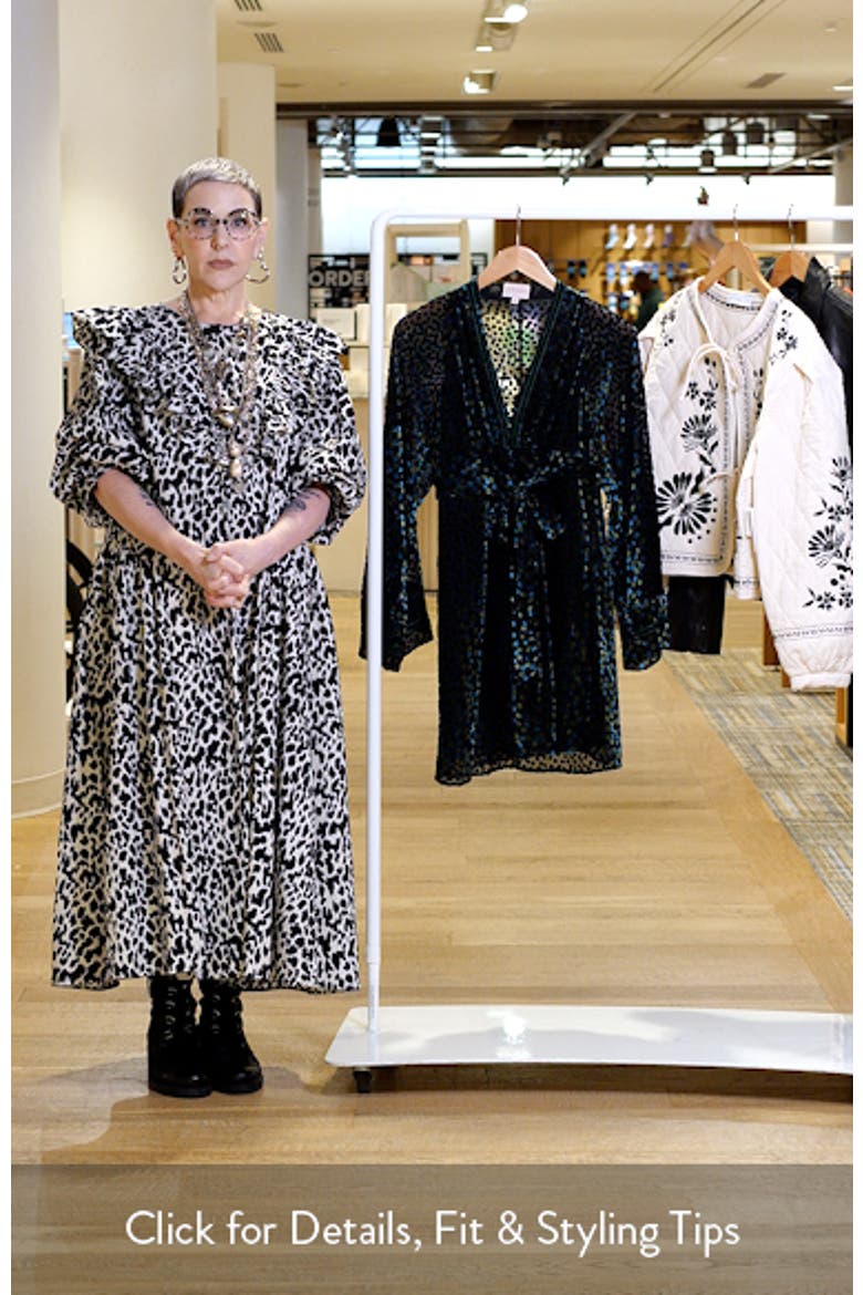 Amaia Velvet Flock Dot Long Sleeve Minidress video