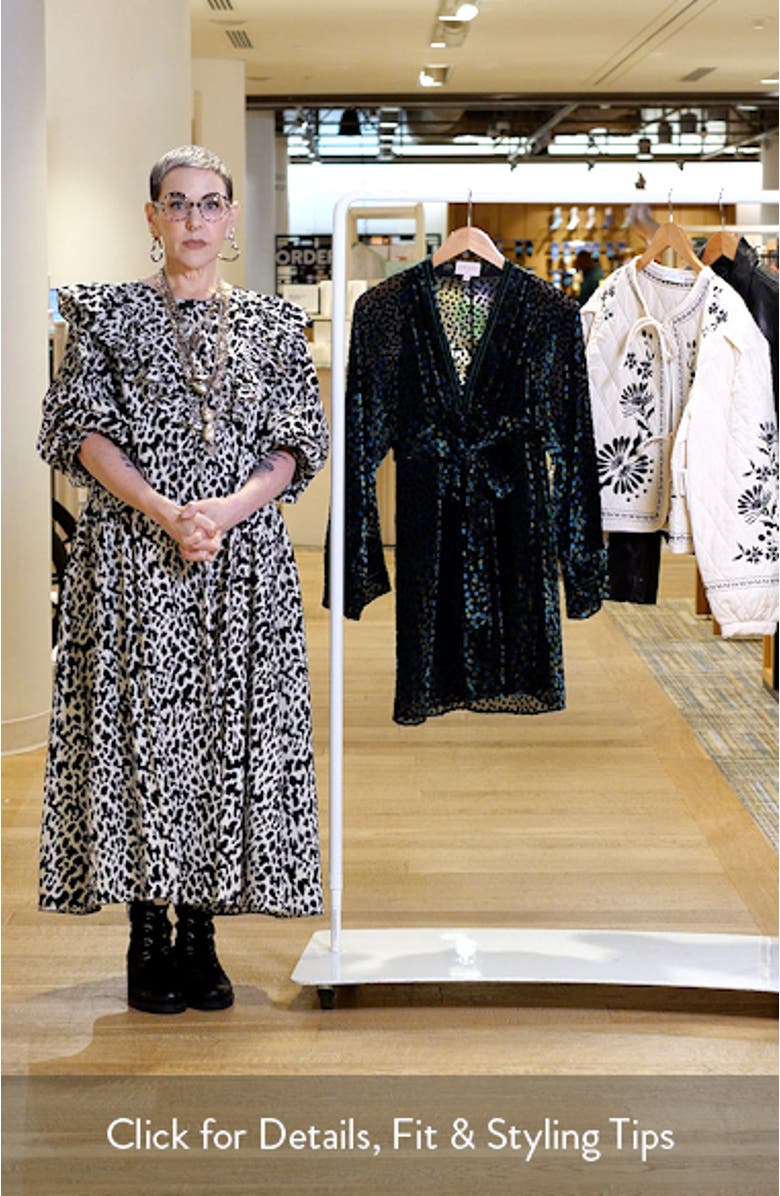 Amaia Velvet Flock Dot Long Sleeve Minidress, sales video thumbnail