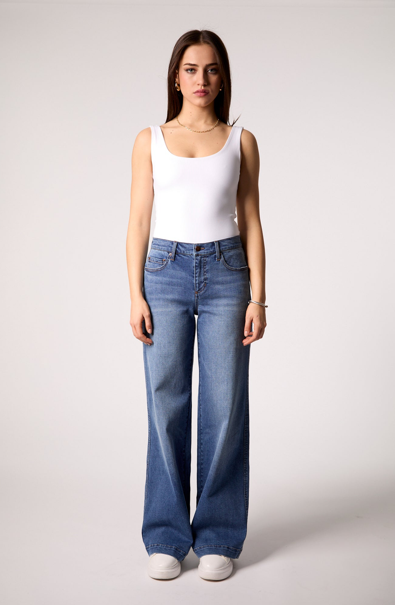 BLUE REVIVAL Waverly Mid Rise Wide Leg Jean, Alternate, color, Madrid