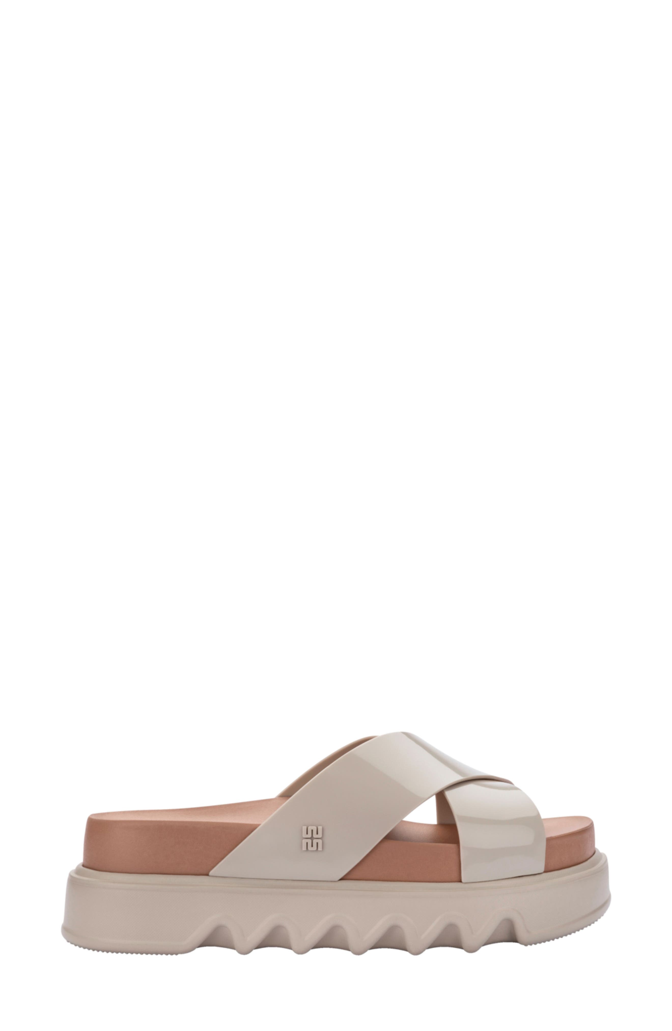 Cozy Cross Platform Slide Sandal, Alternate, color, BEIGE/ BROWN