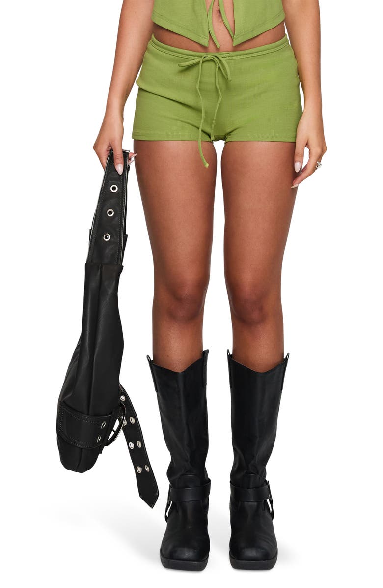 Princess Polly Gracious Low Rise Drawstring Shorts, Main, color, Green