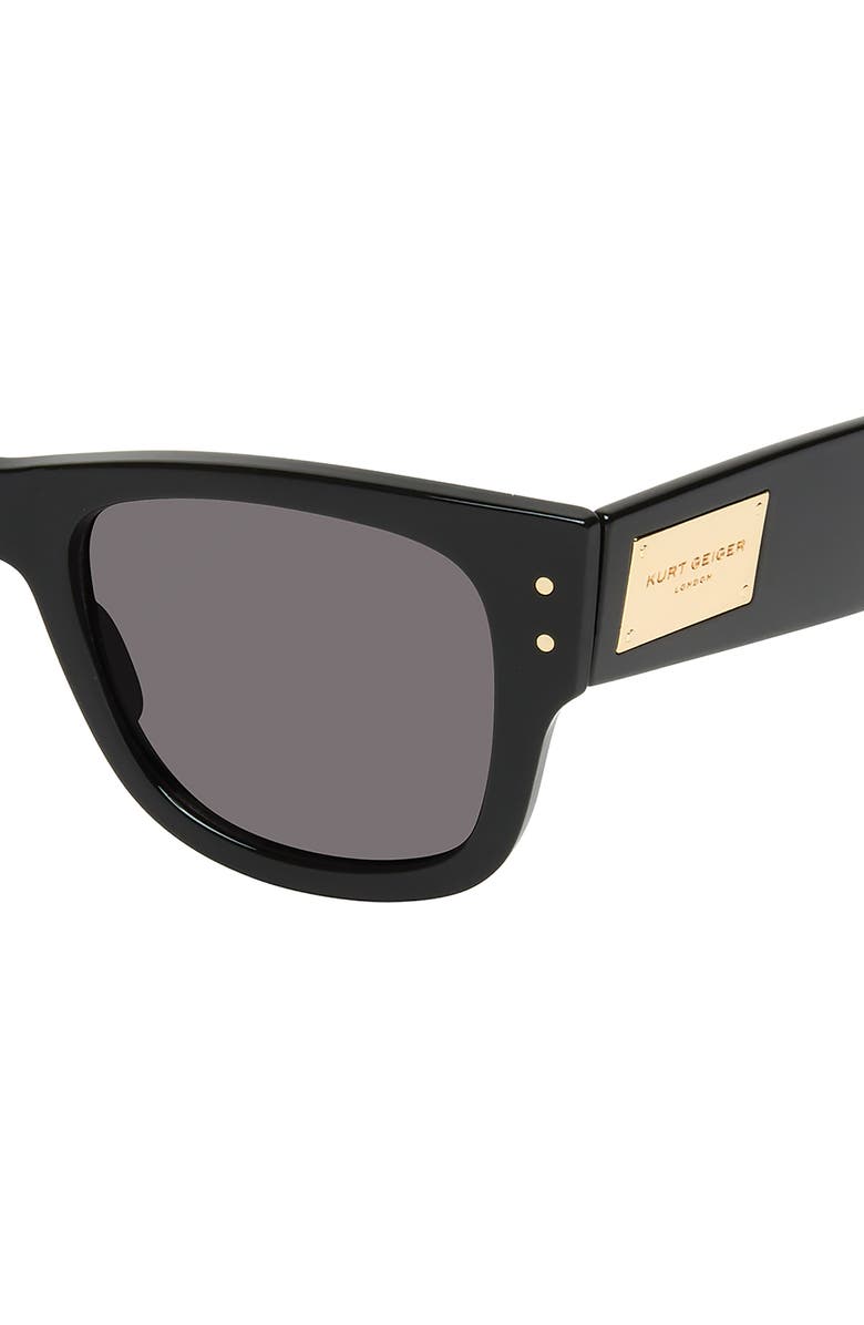 Kurt Geiger London 52mm Square Sunglasses, Alternate, color, Black/ Solid Smoke