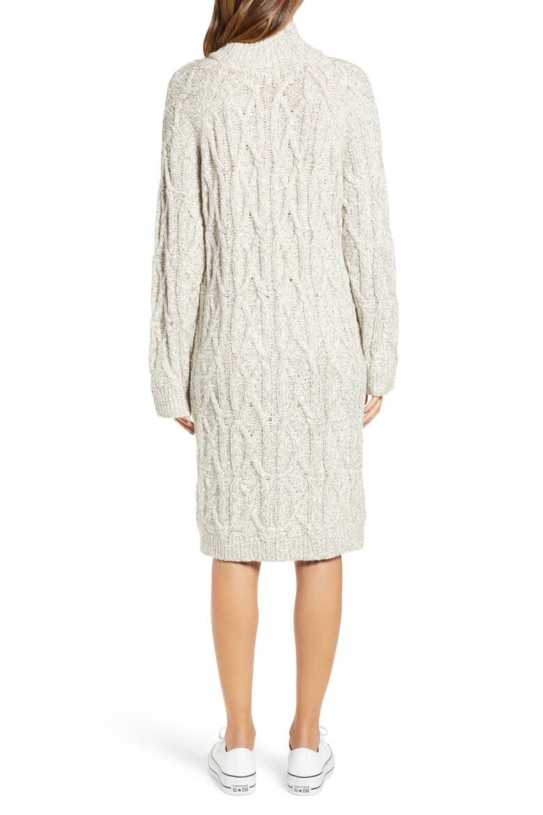 Cable Knit Sweater Dress, Alternate, color, GREY PEARL MARL