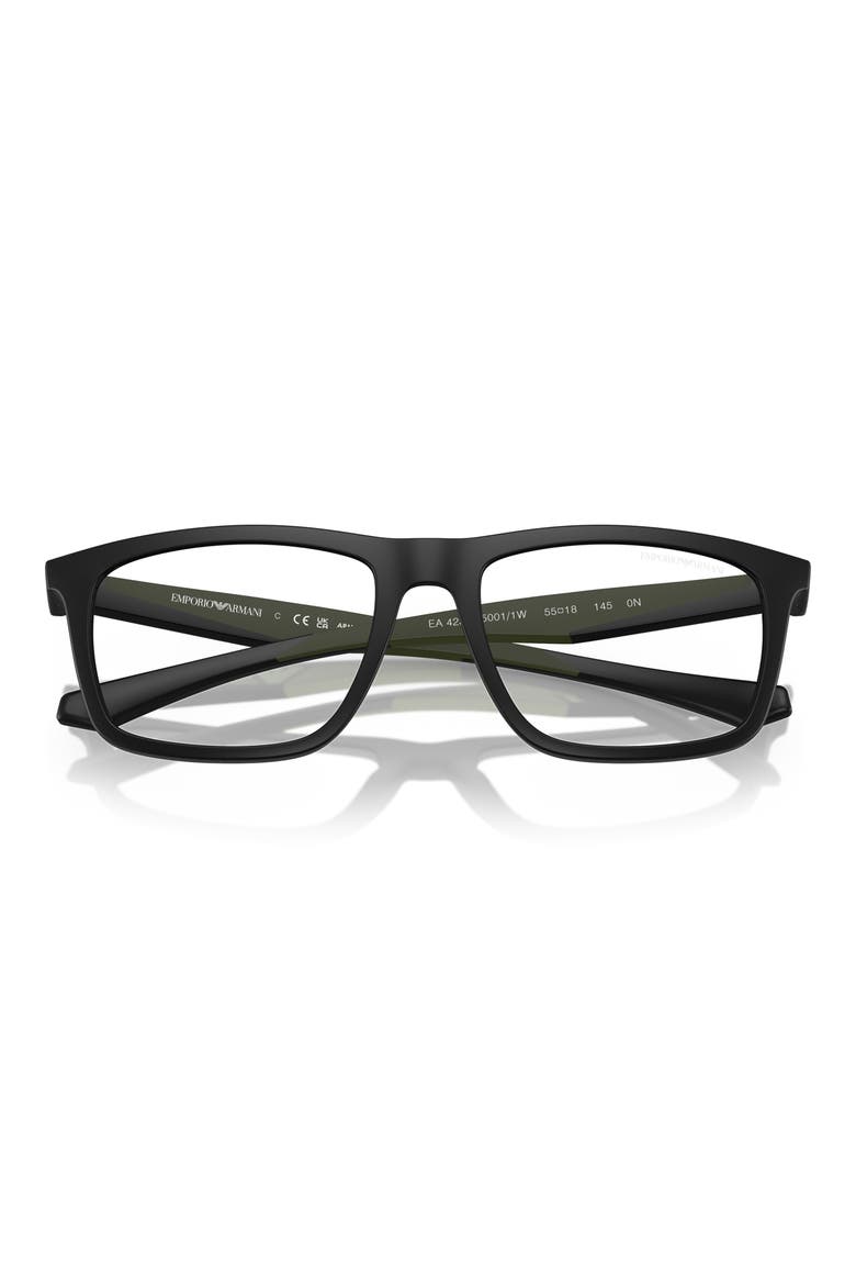 55mm Square Optical Glasses, Alternate, color, MATTE BLACK / CLEAR