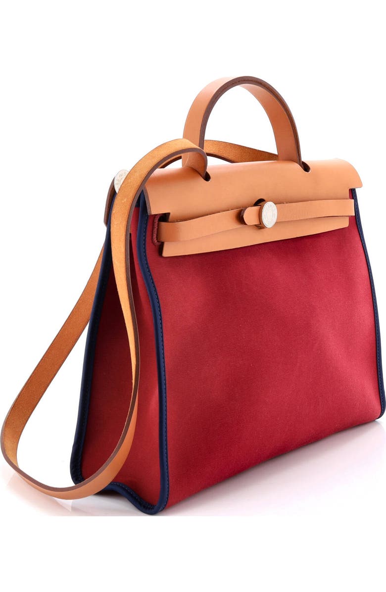 Pre-Owned Hermes Herbag Zip Leather and Toile 31, Alternate, color, Rubis