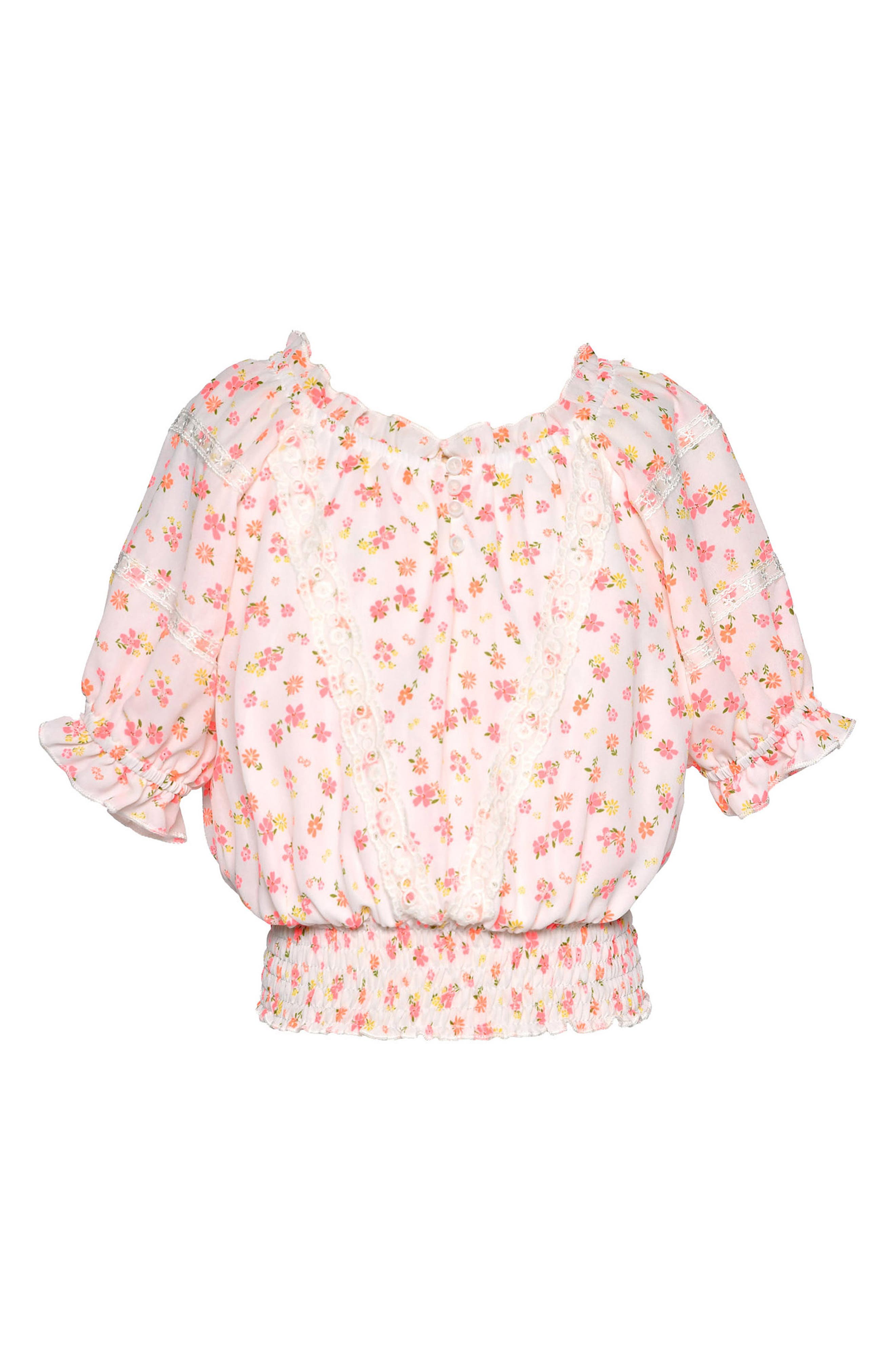 Hannah Banana Kids' Ruffle Sleeve Smock Top