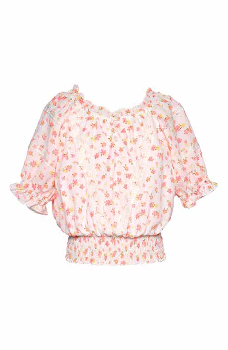 Hannah Banana Kids' Ruffle Sleeve Smock Top