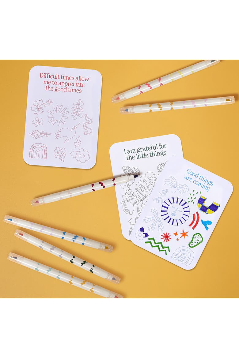 Color Your Own Affirmation Cards, Mindfulness Art Kit, Alternate, color, Multicolored