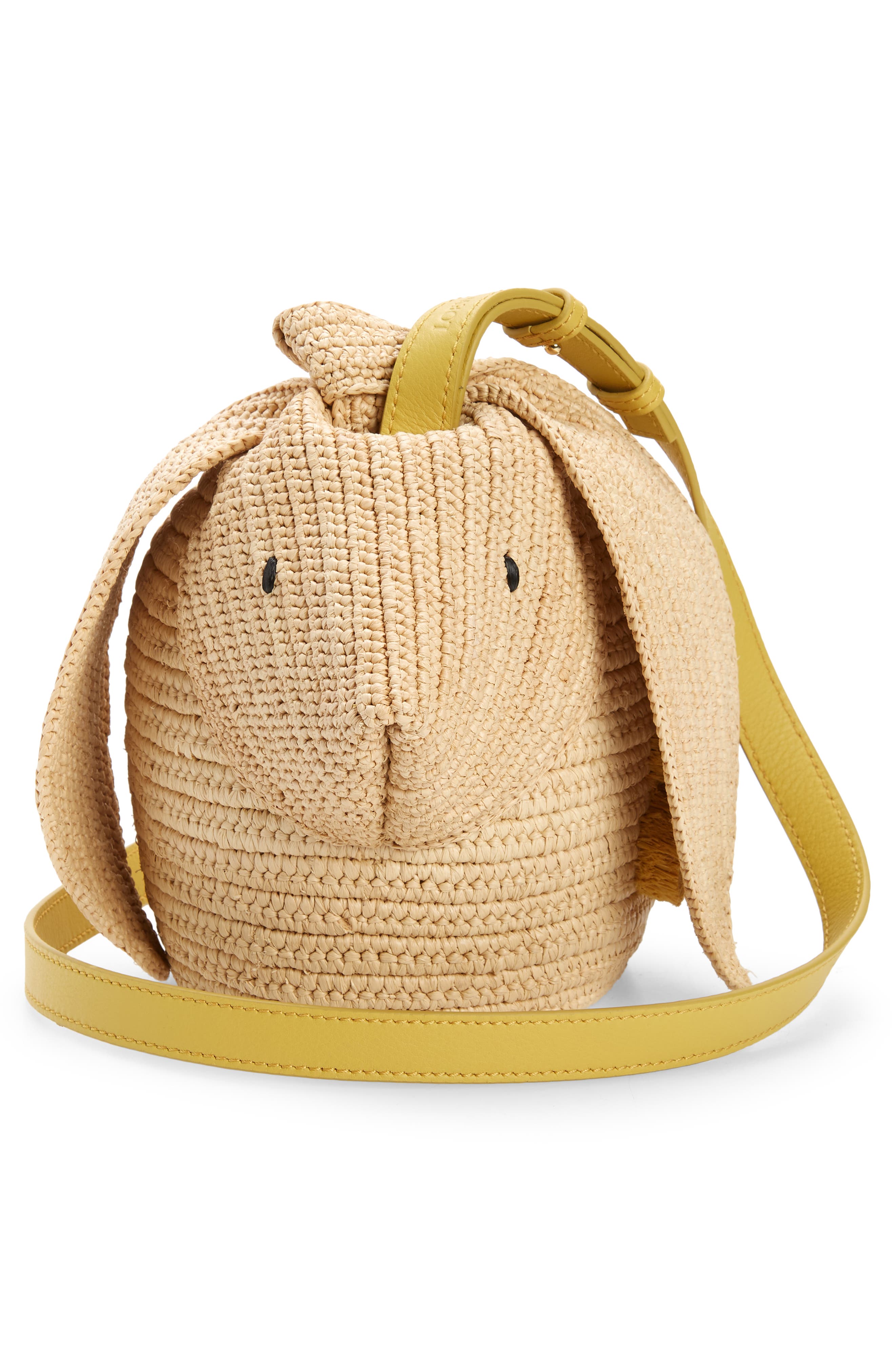 Loewe Year of the Rabbit Raffia Bucket Bag, Alternate, color, 
