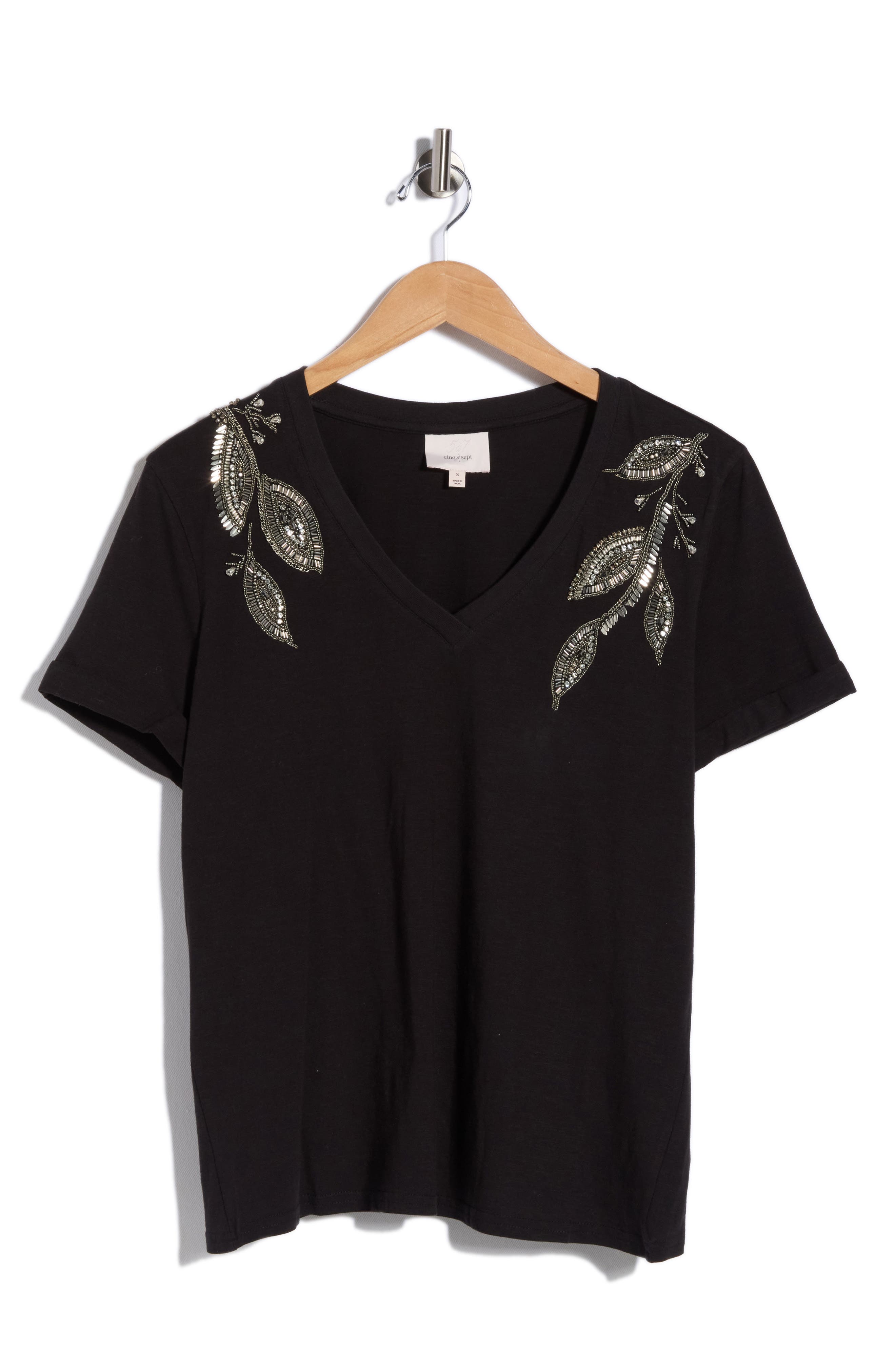 Cinq à Sept Bree Beaded Cotton T-Shirt