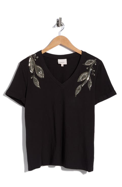 Bree Beaded Cotton T-Shirt