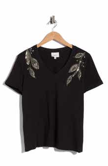 Cinq à Sept Bree Beaded Cotton T-Shirt