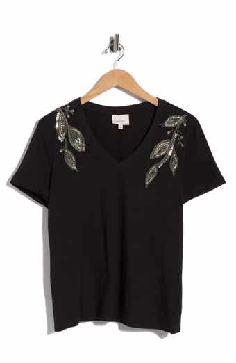 Cinq à Sept Bree Beaded Cotton T-Shirt