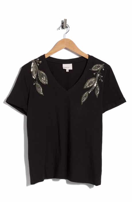 Cinq à Sept Bree Beaded Cotton T-Shirt
