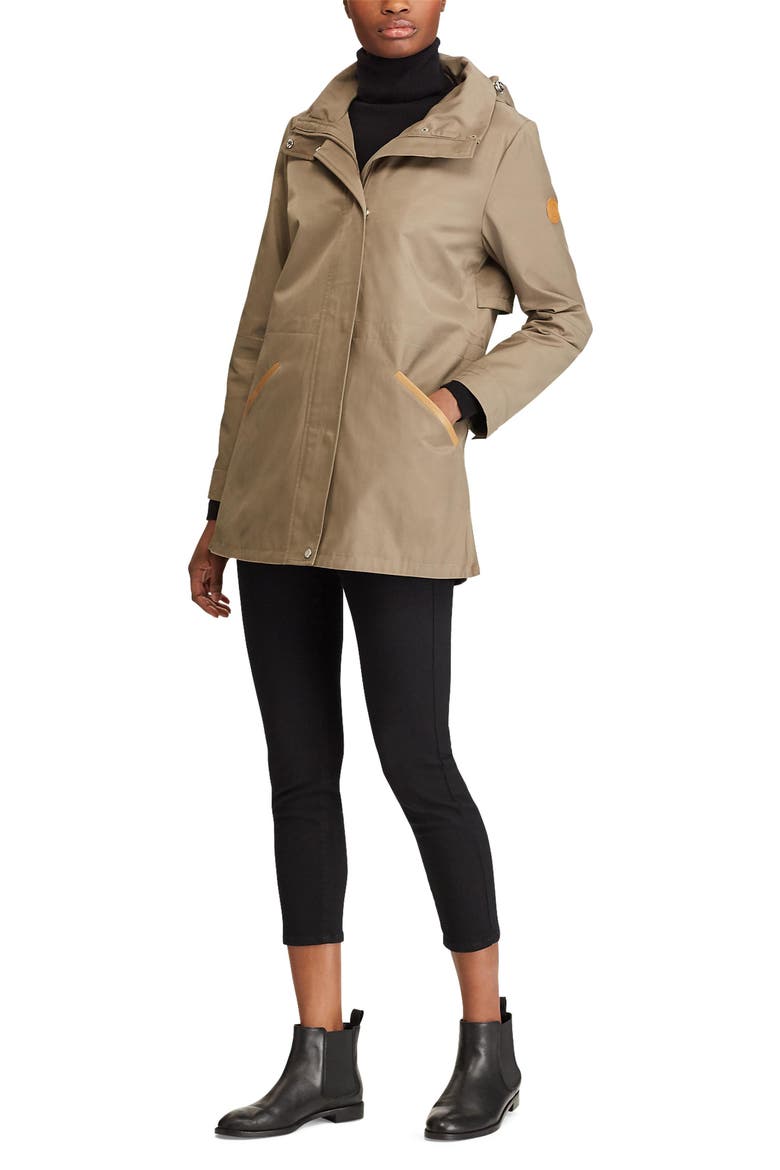 Stowaway Hood Drawstring Waist Anorak, Alternate, color, LIGHT MOSS