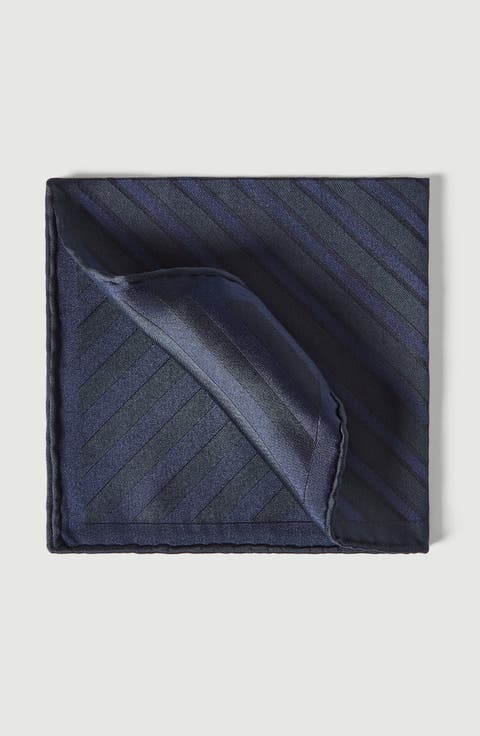 Regimental stripe silk pocket square