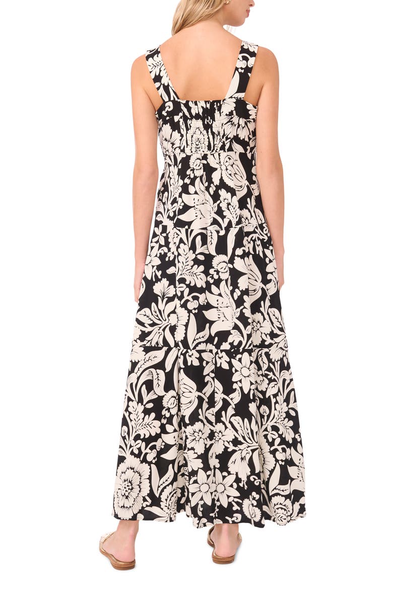 Floral Tiered Maxi Dress, Alternate, color, RICH BLACK