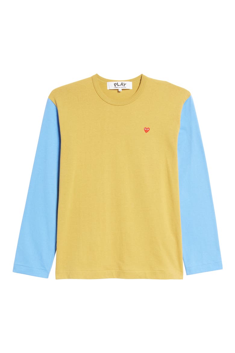 Colorblock Long Sleeve Cotton T-Shirt, Alternate, color, OLIVE/ BLUE