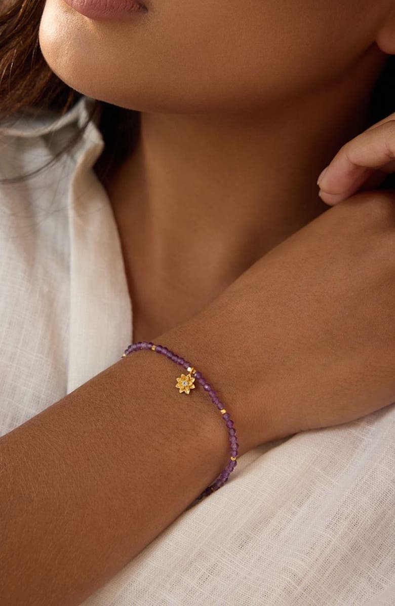 Satya Jewelry Amethyst Lotus February Birthstone Bracelet, Alternate, color, Purple