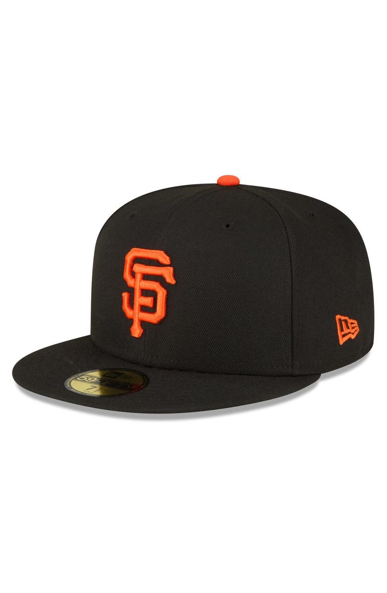 New Era Men's New Era Black San Francisco Giants Throwback Authentic Collection 59FIFTY Fitted Hat, Main, color, 