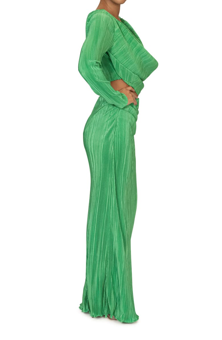 JLUXLABEL Haidyn Plissé Long Sleeve Crop Top & Maxi Skirt Set, Alternate, color, 