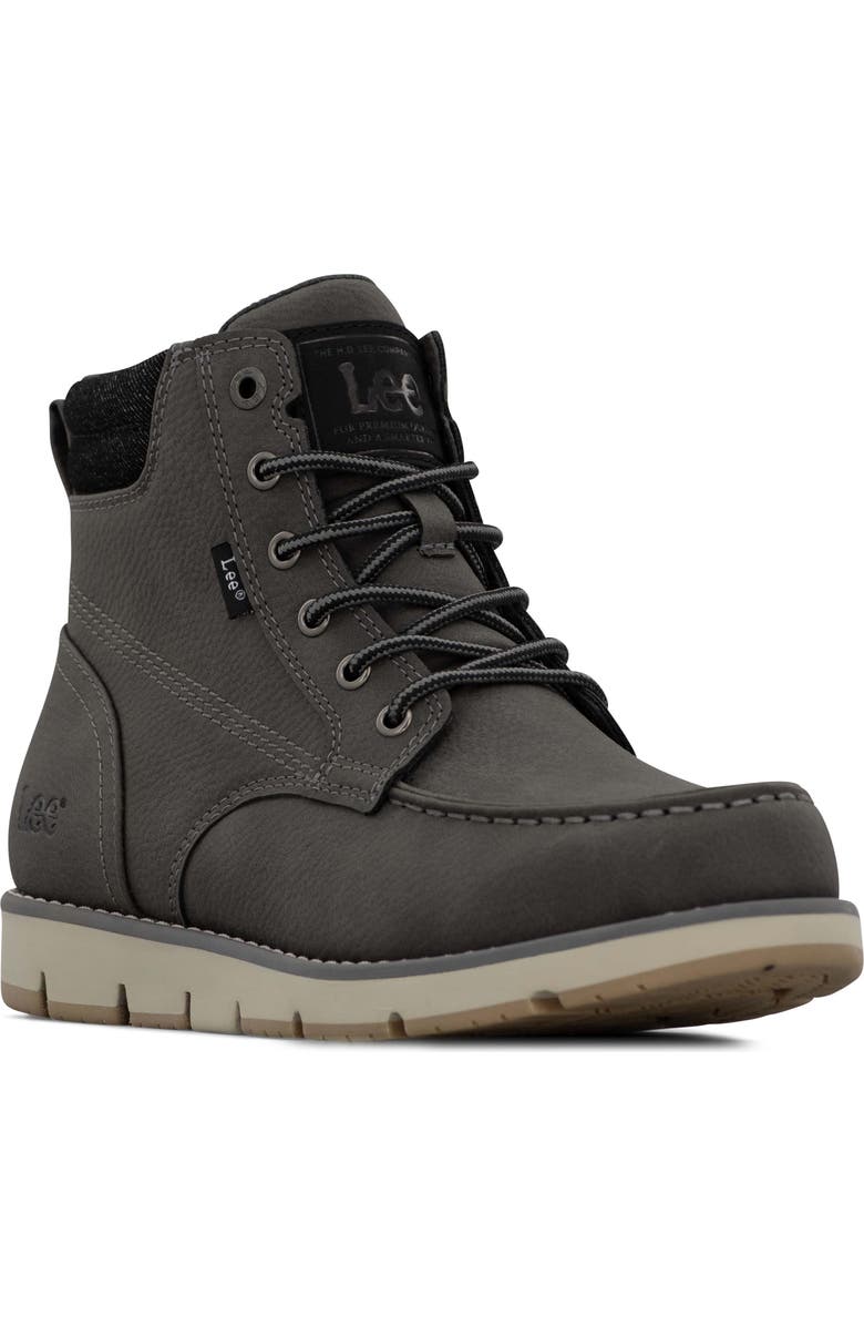 Lee Waylon Lace-Up Boot, Main, color, Charcoal Wax/ Black Denim