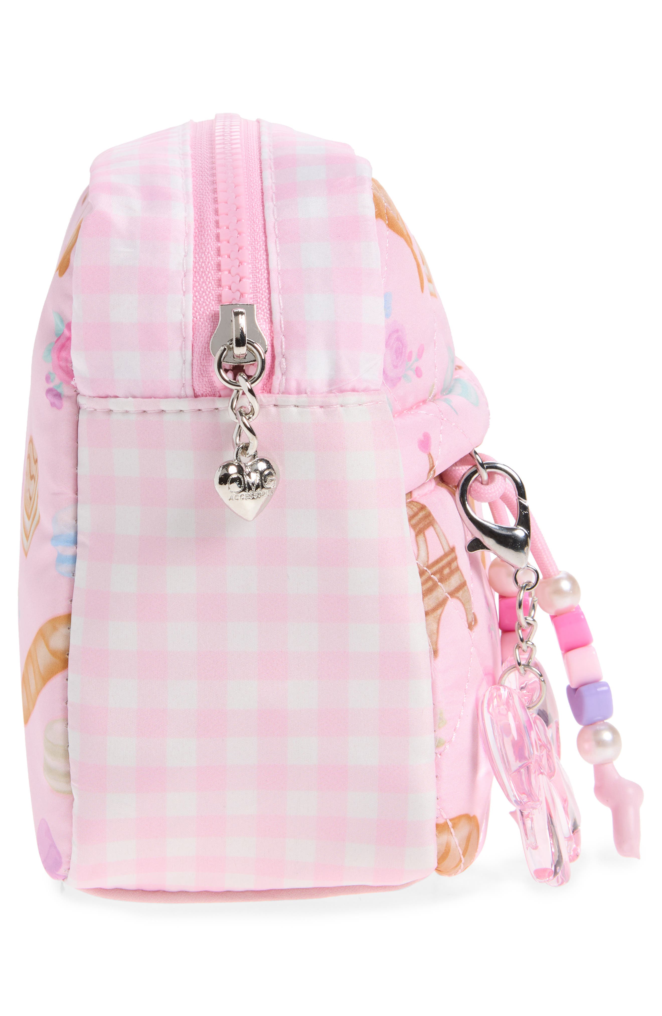 OMG Accessories Kids' Paris Scrunch Quilted Zip Pouch, Alternate, color, Lollipop