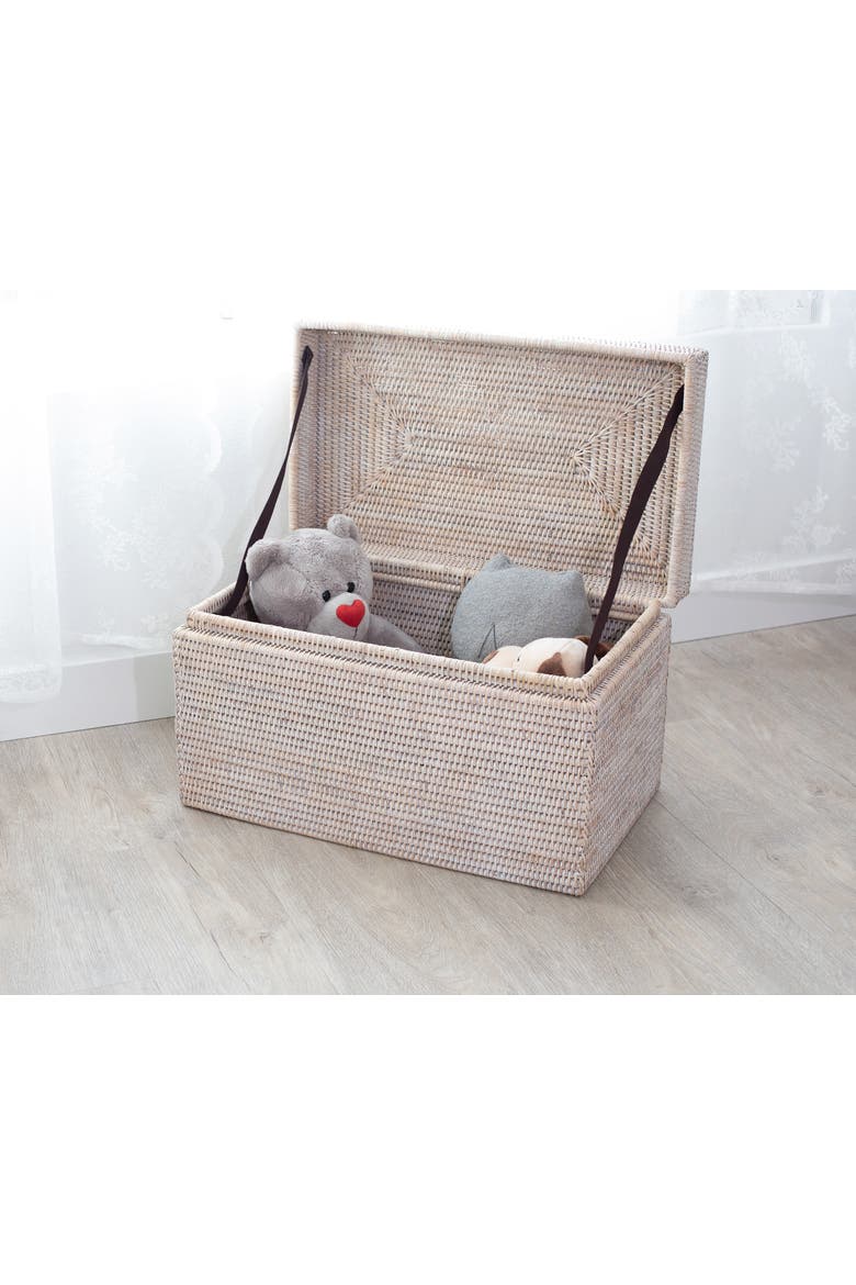 Artifacts Rattan Rectangular Hinged Chest/Trunk, Alternate, color, White Wash