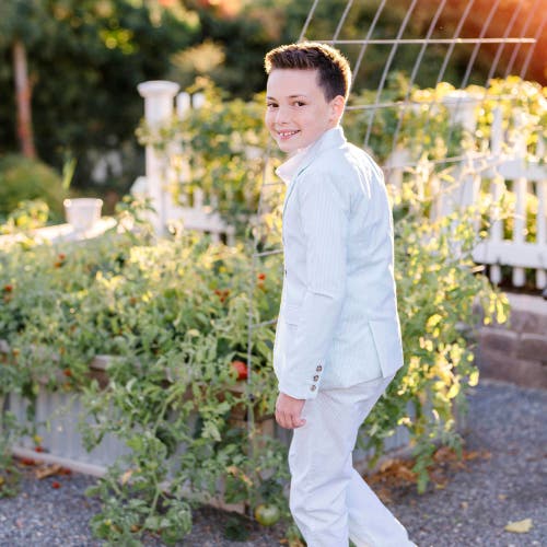 Shop Hope & Henry Boys' Organic Seersucker Suit Pant, Kids In Mint Seersucker